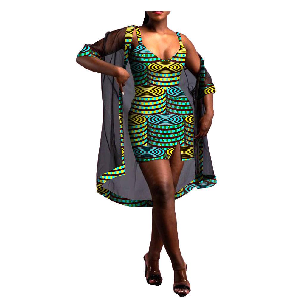 Amazon Aliexpress Two-Piece African Batik Printed Dress - melvincucci