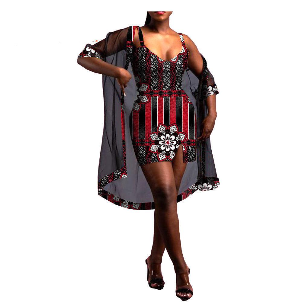Amazon Aliexpress Two-Piece African Batik Printed Dress - melvincucci