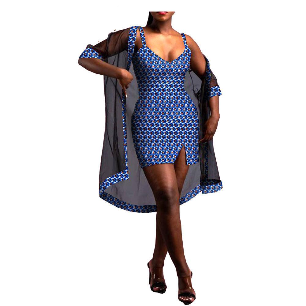 Amazon Aliexpress Two-Piece African Batik Printed Dress - melvincucci