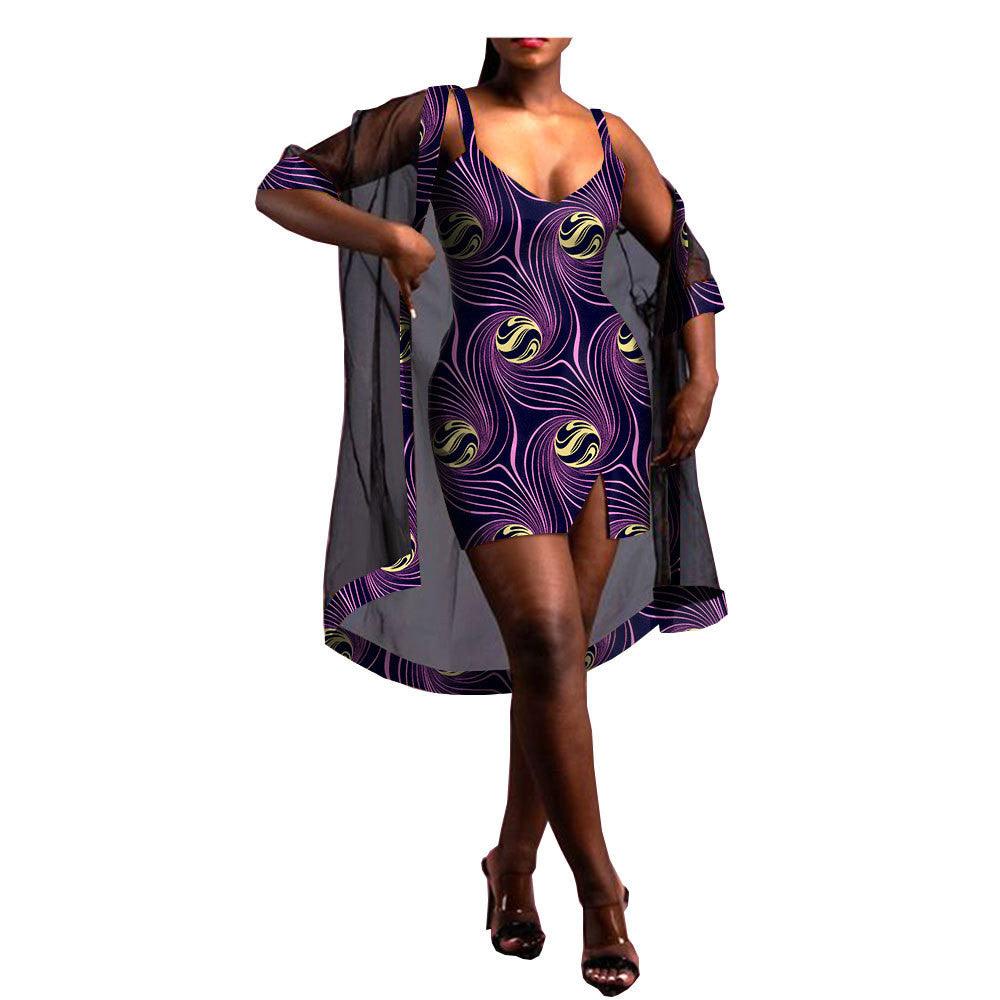 Amazon Aliexpress Two-Piece African Batik Printed Dress - melvincucci