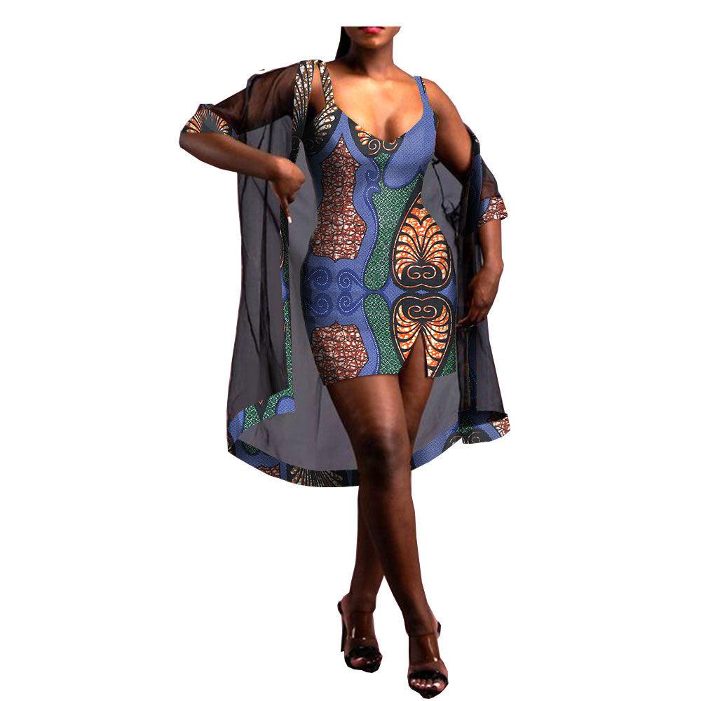 Amazon Aliexpress Two-Piece African Batik Printed Dress - melvincucci