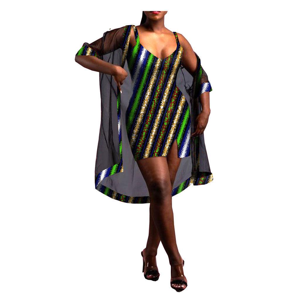 Amazon Aliexpress Two-Piece African Batik Printed Dress - melvincucci