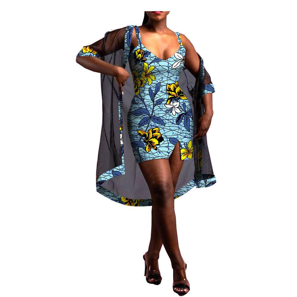 Amazon Aliexpress Two-Piece African Batik Printed Dress - melvincucci