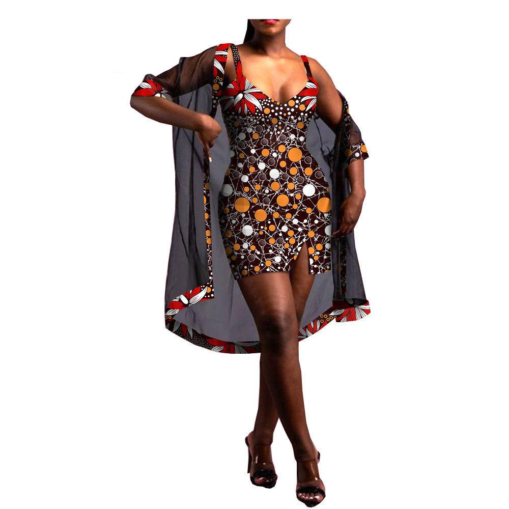 Amazon Aliexpress Two-Piece African Batik Printed Dress - melvincucci