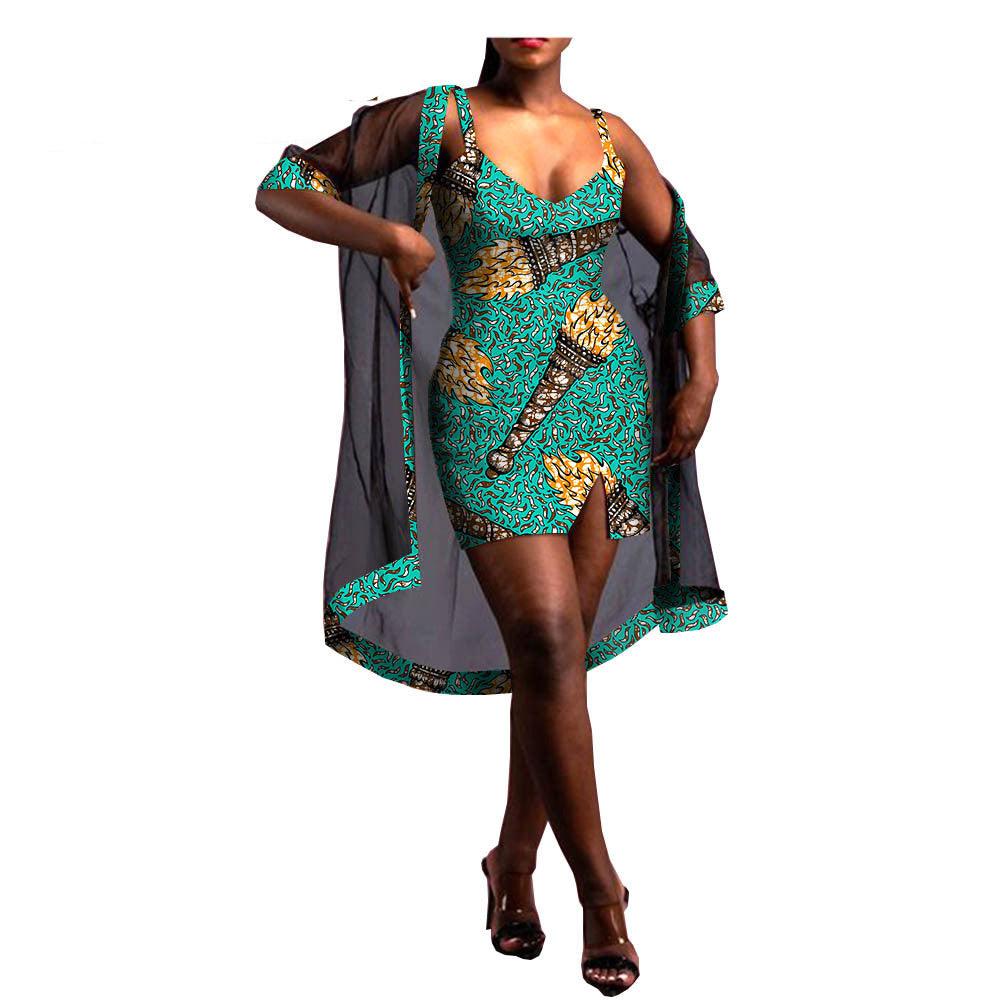 Amazon Aliexpress Two-Piece African Batik Printed Dress - melvincucci