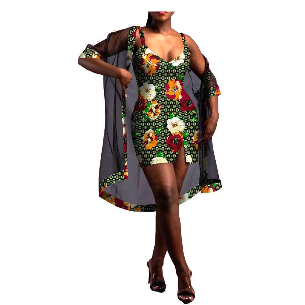 Amazon Aliexpress Two-Piece African Batik Printed Dress - melvincucci
