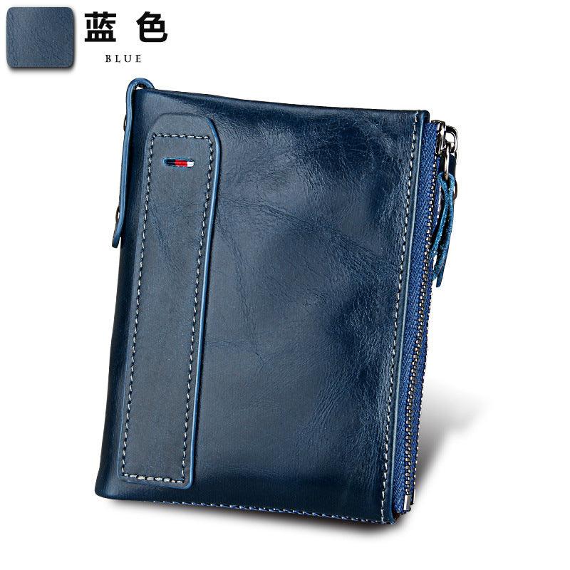 Amazon explosion men crazy horse leather wallet wallet anti-theft brush anti RFID male leather wallet - melvincucci