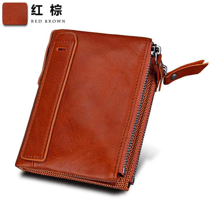 Amazon explosion men crazy horse leather wallet wallet anti-theft brush anti RFID male leather wallet - melvincucci