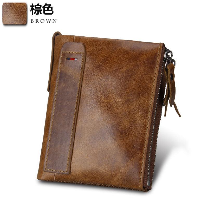 Amazon explosion men crazy horse leather wallet wallet anti-theft brush anti RFID male leather wallet - melvincucci