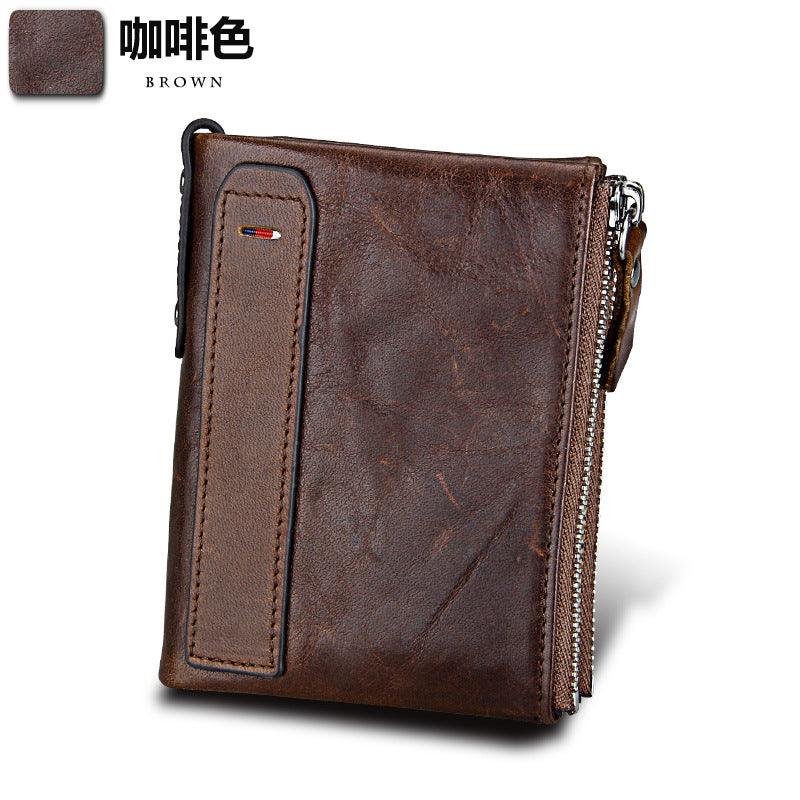 Amazon explosion men crazy horse leather wallet wallet anti-theft brush anti RFID male leather wallet - melvincucci
