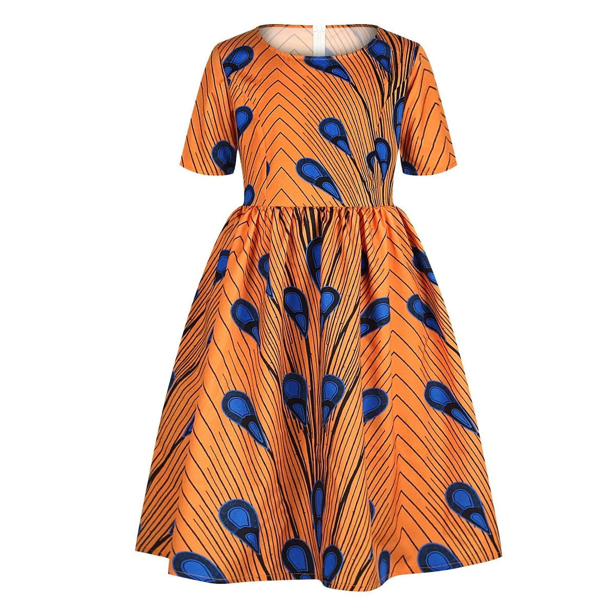 Amazon Hot Sale Digital Print Girls Zipper Short-Sleeved Dress African Children's Princess Dress - melvincucci