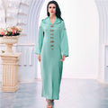 Aqua Green Handmade Diamond Hooded Robe ABAYA Muslim - melvincucci