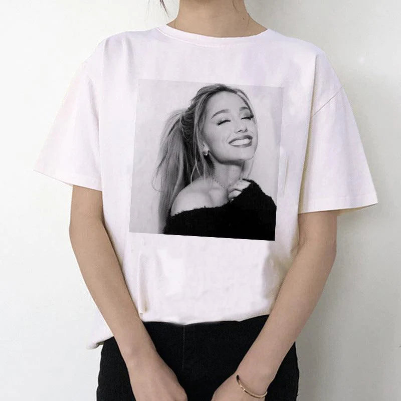 Ariana Grande T Shirt Women 7 Rings Fashion Harajuku T-shirt - melvincucci