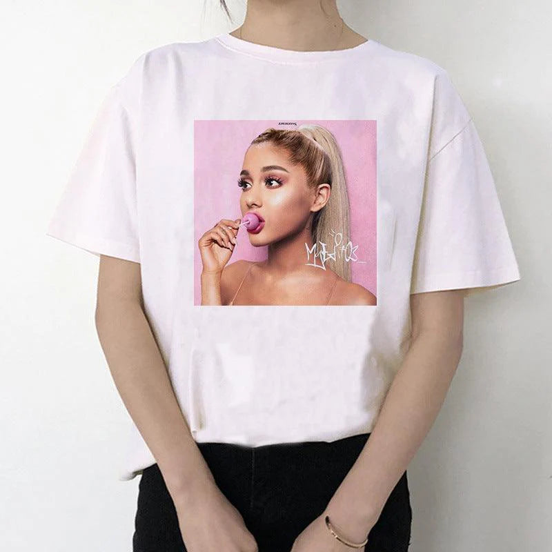 Ariana Grande T Shirt Women 7 Rings Fashion Harajuku T-shirt - melvincucci