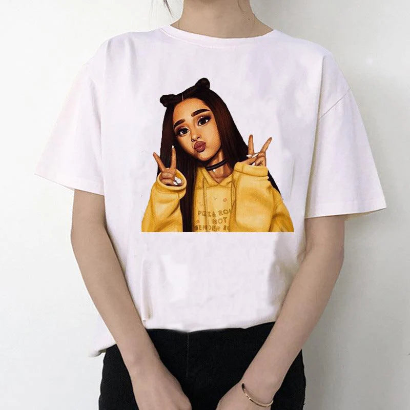 Ariana Grande T Shirt Women 7 Rings Fashion Harajuku T-shirt - melvincucci
