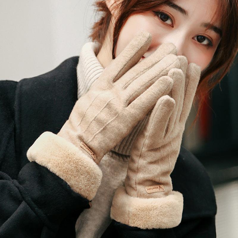 Autumn and winter cashmere full finger gloves women - melvincucci