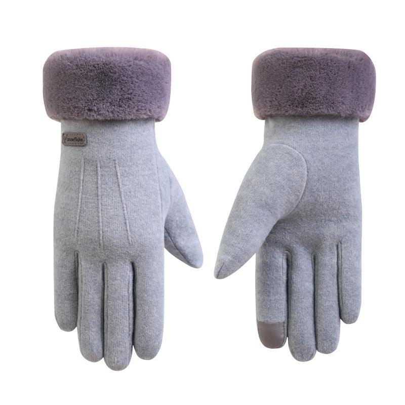 Autumn and winter cashmere full finger gloves women - melvincucci