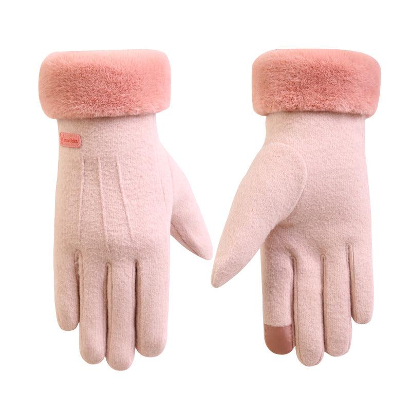Autumn and winter cashmere full finger gloves women - melvincucci