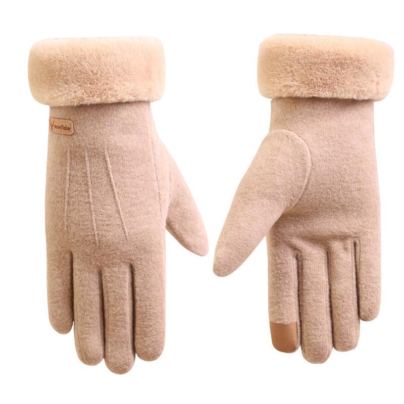 Autumn and winter cashmere full finger gloves women - melvincucci
