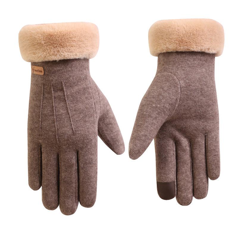 Autumn and winter cashmere full finger gloves women - melvincucci