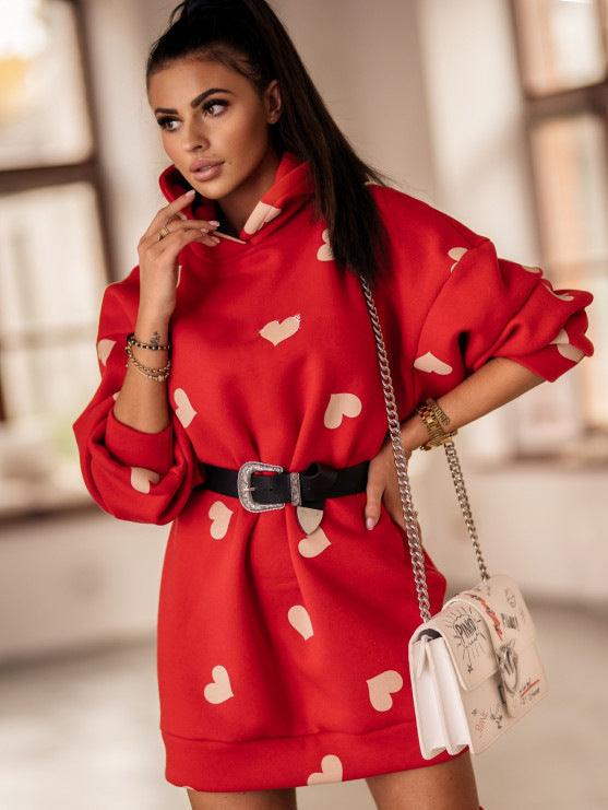 Autumn And Winter Long Loose Heart-Shaped Printed Sweatshirt Sweatshirt Women - melvincucci