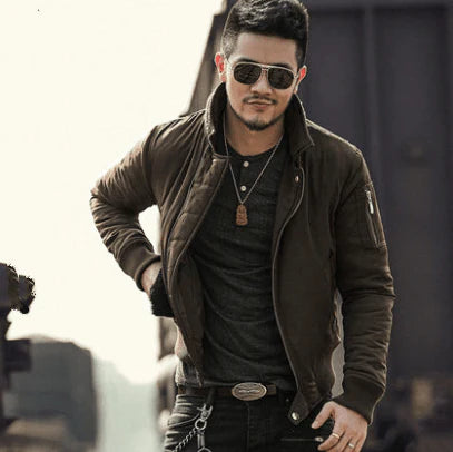Autumn and winter new warm coats, trendy men's air force jacket, short slim bomber jacket - melvincucci