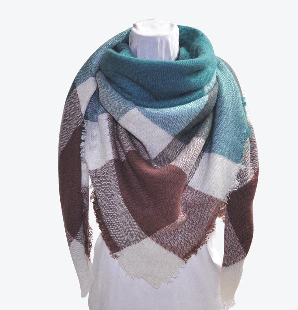Autumn And Winter Scarf Colorful Plaid Square Scarf - melvincucci
