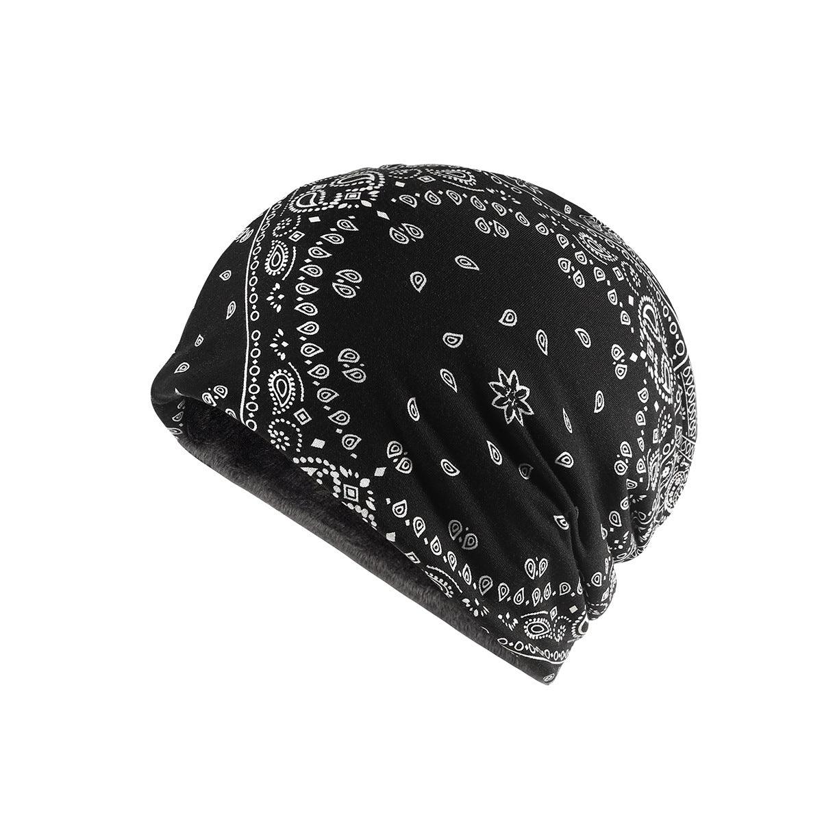 Autumn And Winter Windproof Earmuff Head Hat Cashew Flower Print Pile Hat Men And Women - melvincucci