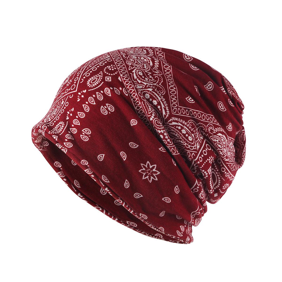 Autumn And Winter Windproof Earmuff Head Hat Cashew Flower Print Pile Hat Men And Women - melvincucci