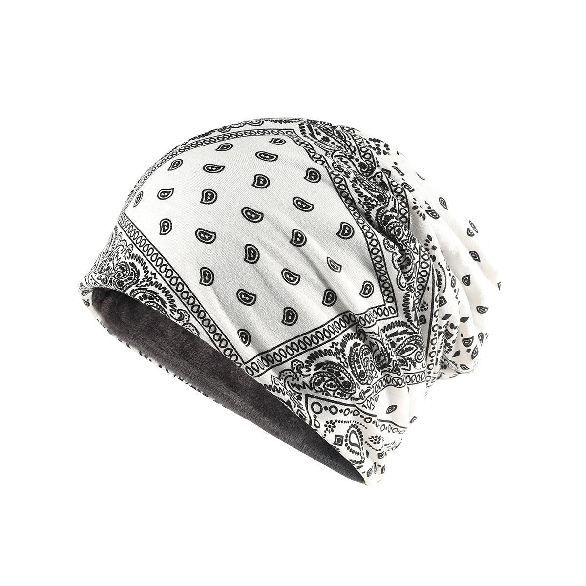 Autumn And Winter Windproof Earmuff Head Hat Cashew Flower Print Pile Hat Men And Women - melvincucci