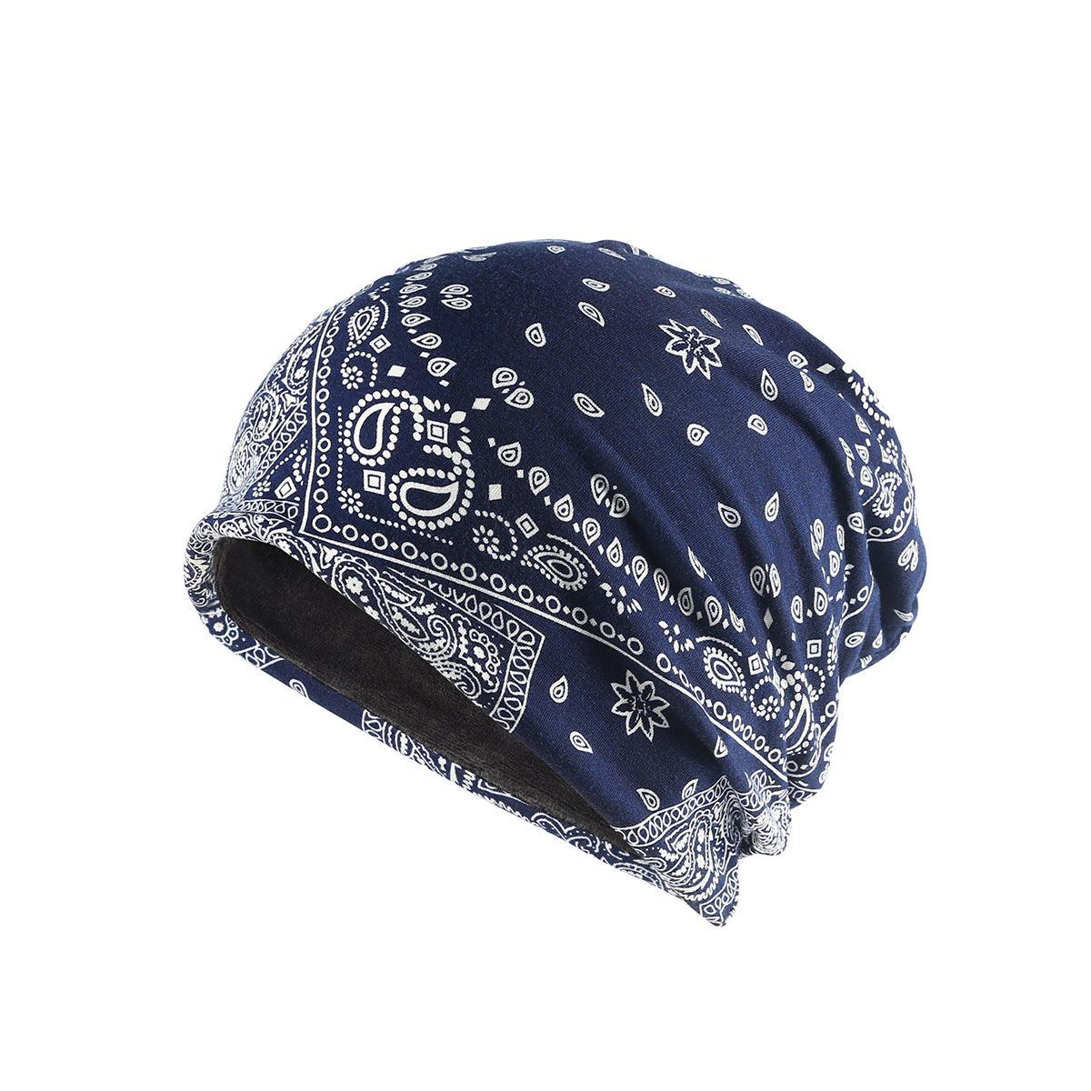Autumn And Winter Windproof Earmuff Head Hat Cashew Flower Print Pile Hat Men And Women - melvincucci