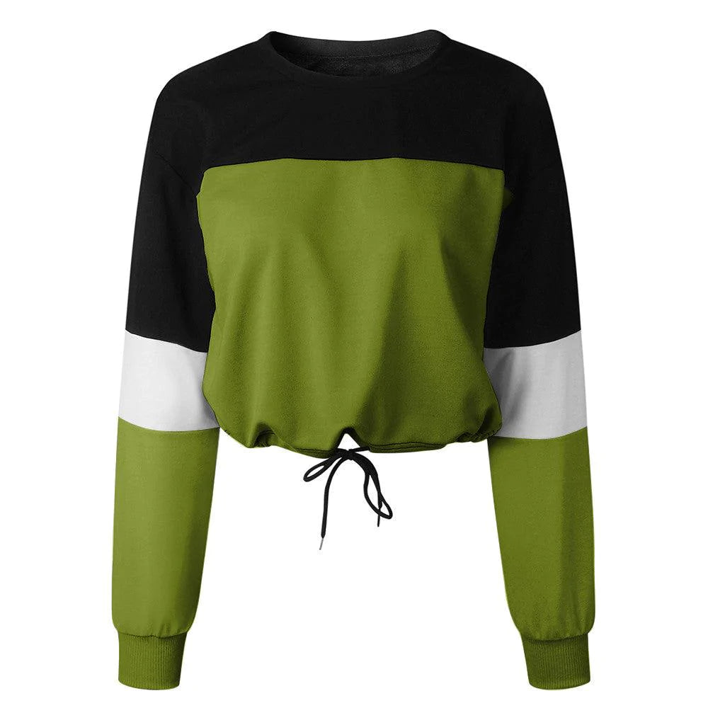 Autumn Fashion Patchwork Color Sweatshirts Womens 2021 Long Sleeve Sweatshirt Hoodies Tops - melvincucci