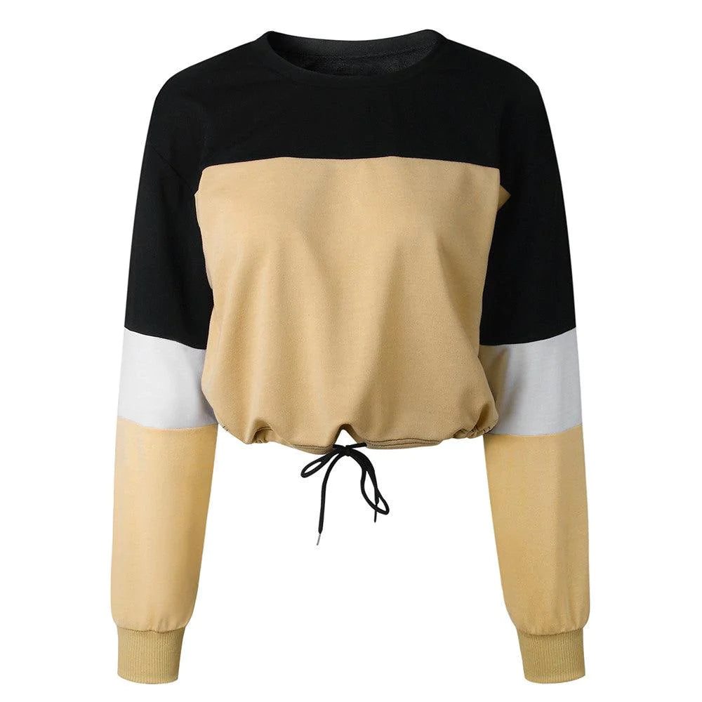 Autumn Fashion Patchwork Color Sweatshirts Womens 2021 Long Sleeve Sweatshirt Hoodies Tops - melvincucci