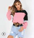 Autumn Fashion Patchwork Color Sweatshirts Womens 2021 Long Sleeve Sweatshirt Hoodies Tops - melvincucci