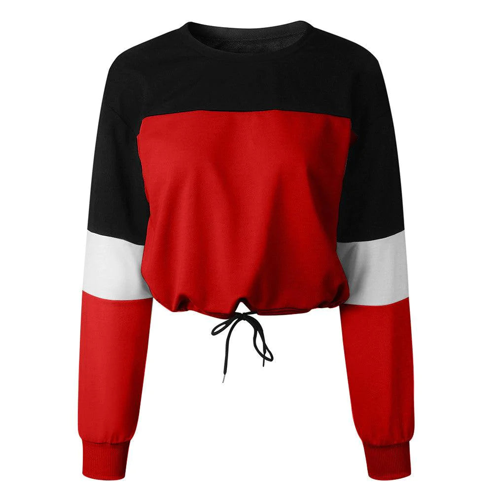 Autumn Fashion Patchwork Color Sweatshirts Womens 2021 Long Sleeve Sweatshirt Hoodies Tops - melvincucci