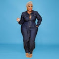 Autumn Lazada Rpmpers Plus Big Size Fat Women Denim Jumpsuit - melvincucci