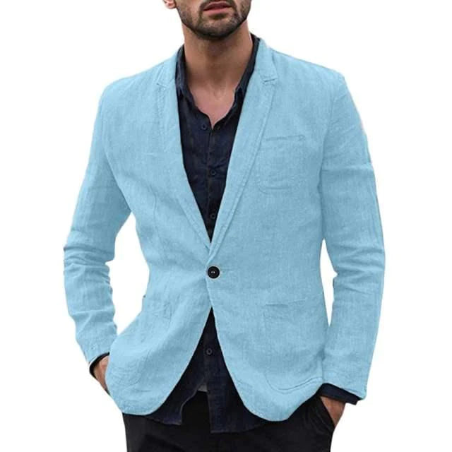 autumn Solid for Men Cotton Thin Suits Blazers Jacket coa - melvincucci