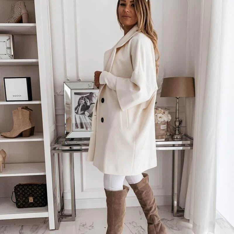Autumn Winter Women Coats 2XL Plus Long Wool Size Warm Elegant Vintage women Coat khaki Jacket - melvincucci