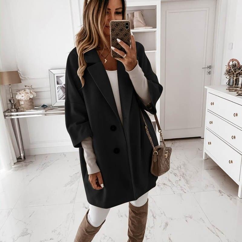 Autumn Winter Women Coats 2XL Plus Long Wool Size Warm Elegant Vintage women Coat khaki Jacket - melvincucci