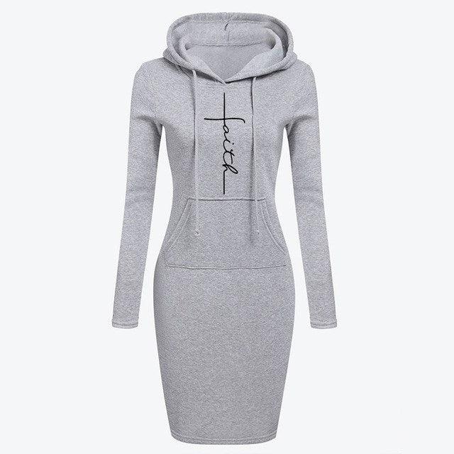 Autumn Winter Women Hoodies Sweatshirts Long-sleeved Dress - melvincucci