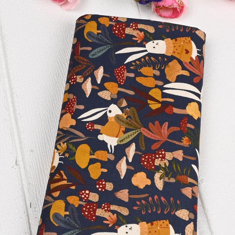 Muslin Bunny Squirrel Print Fabric Cotton Fabric - melvincucci