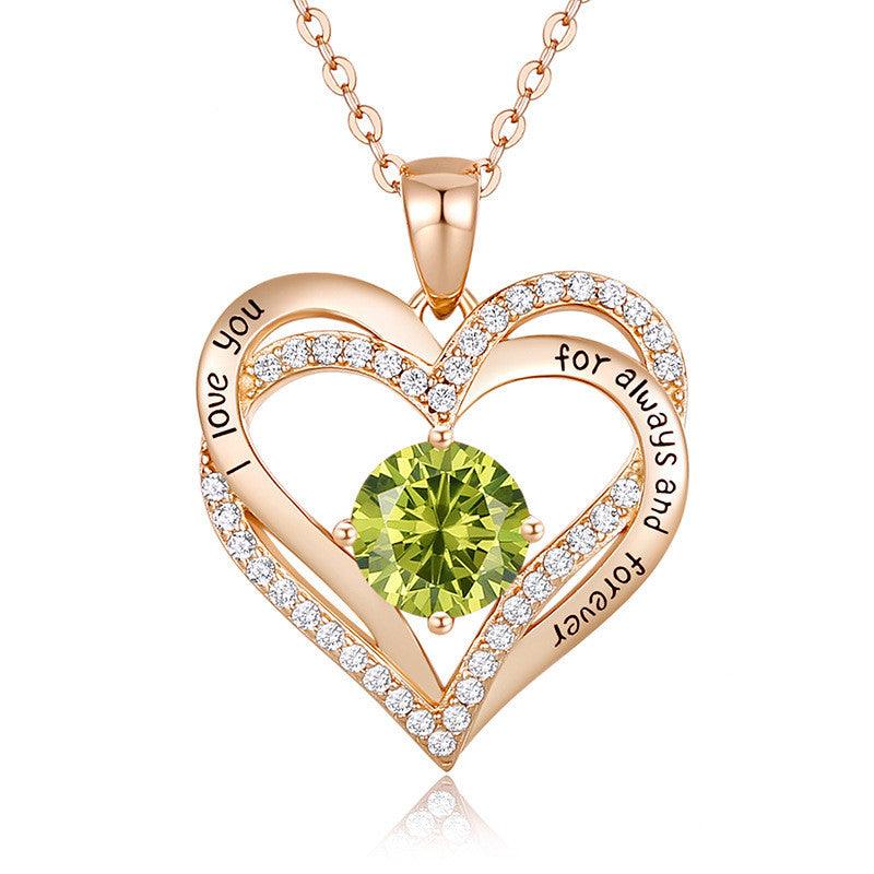 Female 925 Silver Twelve Birthstone Pendant Necklace - melvincucci