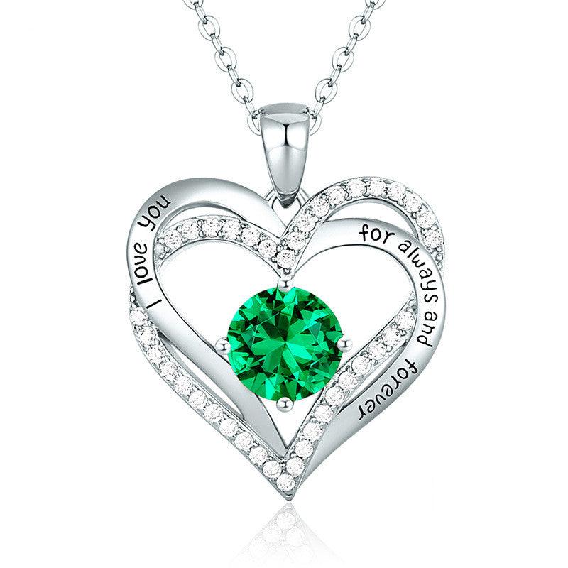 Female 925 Silver Twelve Birthstone Pendant Necklace - melvincucci