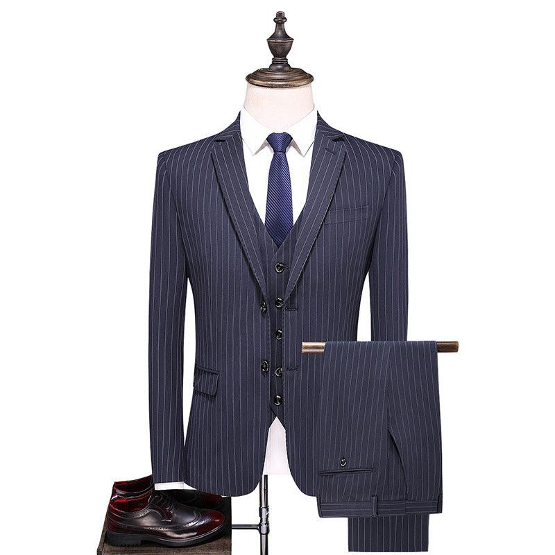 Korean Striped Three-piece Business Suit - melvincucci
