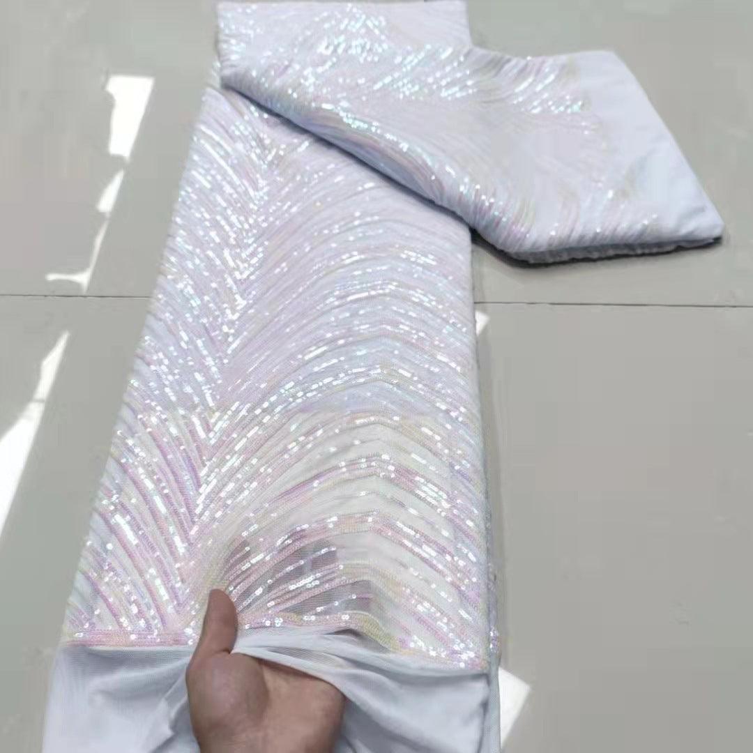 Full Sequin Lace Fashion Wedding Dress Mesh Fabric - melvincucci