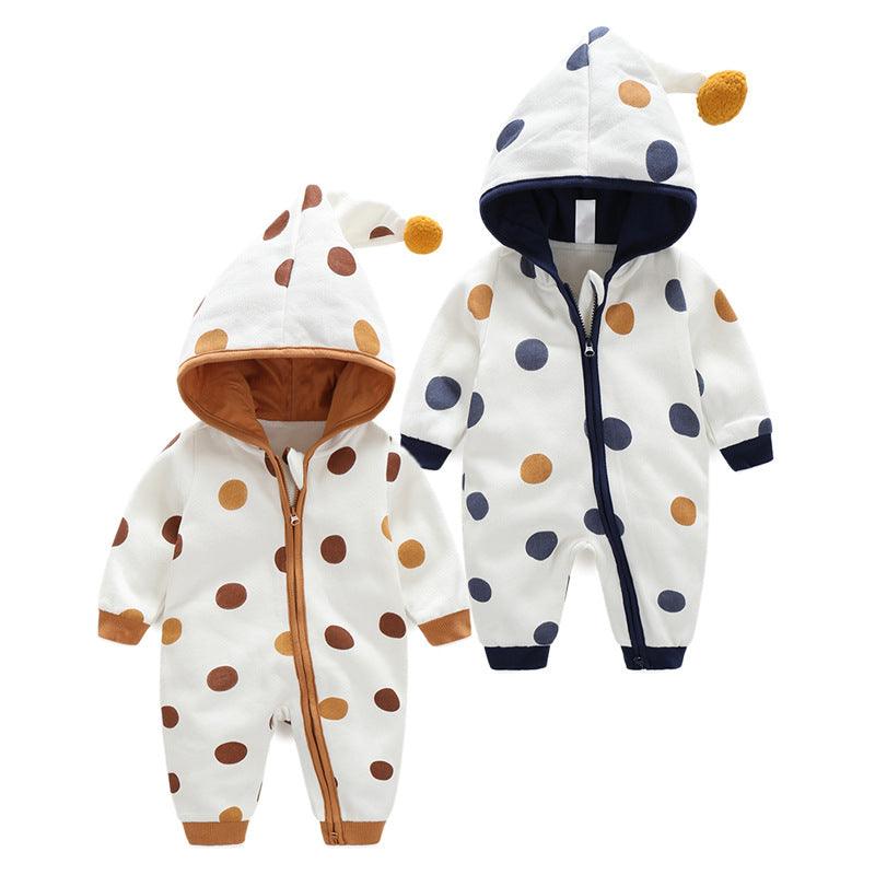 Cotton Printed Baby Hooded Crawling Bodysuit - melvincucci