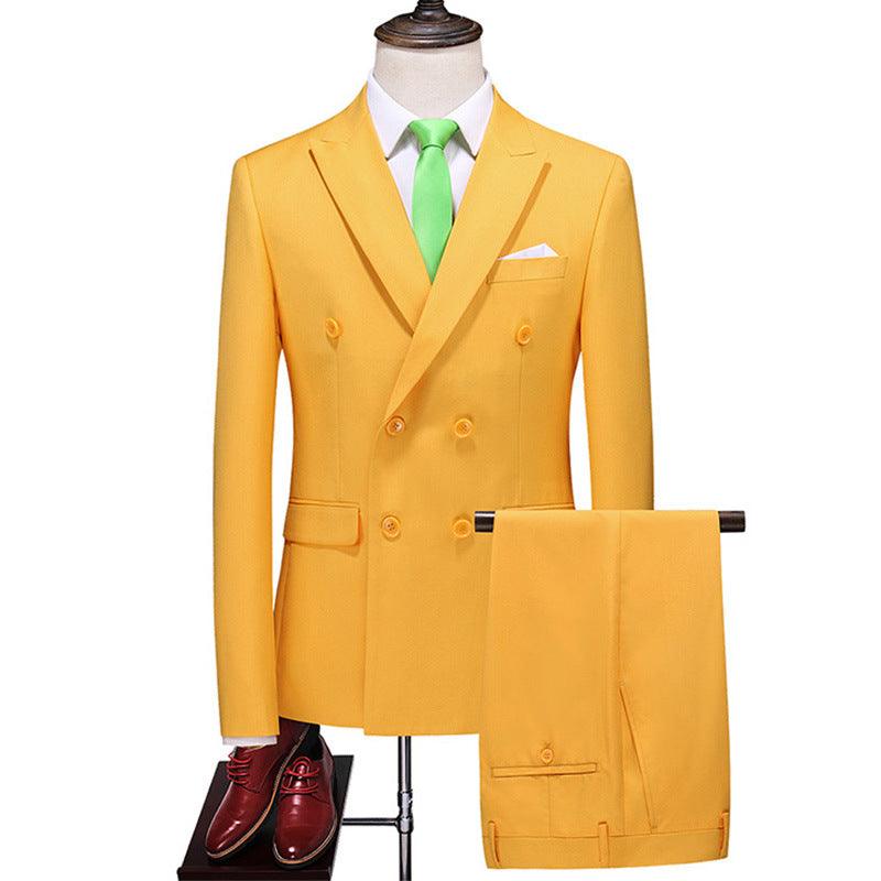 Male Host Two-piece Large Size Solid Color Suit - melvincucci