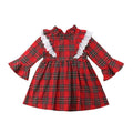 Children's Red Plaid Lace Flying Sleeves - melvincucci