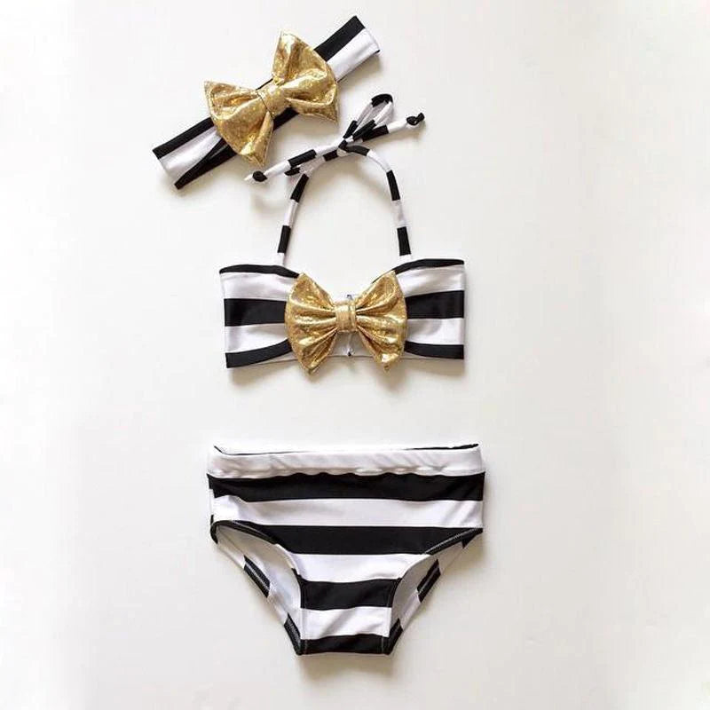 Baby girl striped bow bikini beachwear - melvincucci