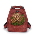 Backpack Women Retro Leather Women Bag Tree Cream Leather Backpack - melvincucci